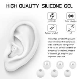 6pcs Replacement Silicone Eartips T120 Earbuds Eargels Compatible with JBL TUNE120TWS TUNE125TWS Earphones-White