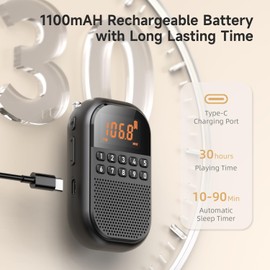 UMUTOO Portable Radio AM FM with Bluetooth, Pocket Radio Rechargeable