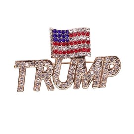 A-yeite 2024 American Flag Crystal Brooch Presidential Election TRUMP Enamel Brooch for Men and Women Retro Patriotic Red White Blue Brooch(TRUMP)