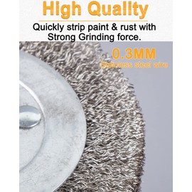 SHITIME 4.7" x 4" Stainless Steel Wire Brush Drum Surface Conditioning Tool, Drawing Wheel Wire Wheel Burnishing Tool for Metal Surface Polishing Grinding Removing Rust-3/4" Quad Keyway(0.3 mm Wire)