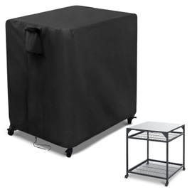 Kingling Outdoor Pizza Oven Table Cover for Ooni Large Table, Waterproof Outdoor Grill Table Covers, Pizza Oven Stand Covers (Cover Only) - 92 x 82 x 79 cm (Black, 82 x 82 x 90 cm)