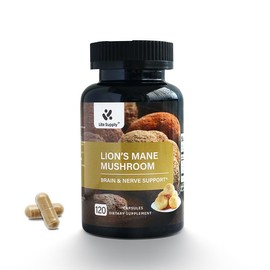 Lite Supply Lion's Mane Mushroom Supplement Capsules 54000mg, 120 Capsules | 120 Days Supply – Made with Lion's Mane Powder Extract – Cognitive Brain Nootropic & Immune Health Support