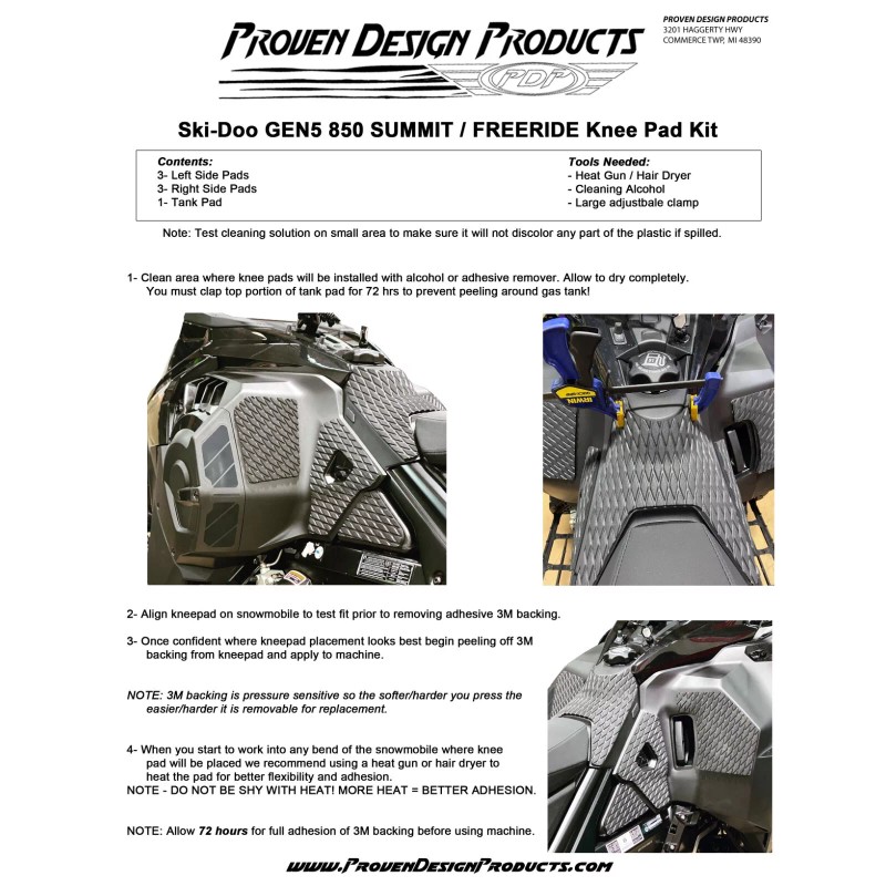 Proven Design Products 2023 Ski-Doo 850R FREERIDE DIAMOND GRIP KNEEPAD