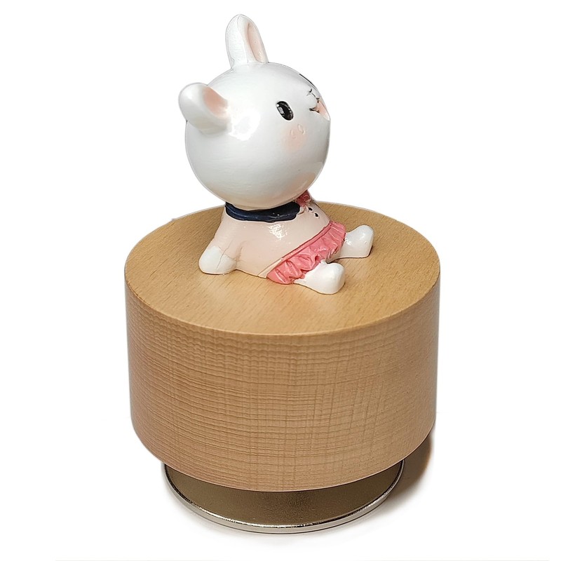falado Mini Wooden Animal Rotary Music Box with Cute Rabbit