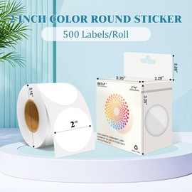 White 2 Inch Color Coding Round Labels 500 Circles, Vibrant Color Dot Labels Dot Stickers in Dispenser Box for Warehouse, Filing, Industrial