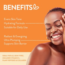 By Nature Gel Face Moisturizer - 10% Vitamin C + Collagen Peptide Brightening Moisturizer for Face and Neck - Energize and Hydrate Dull Skin + Fade Dark Spots - Dry Skin Face moisturizer Gel