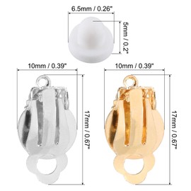 uxcell Clip-on Earring Converter with Silicon Earring Pads, 20Pcs - Clip-on Earring Finding for Non-Pierced Ears with Easy Open Loop (White & Gold)