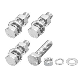 METALLIXITY Hex Head Screws Bolts, Nuts, Flat & Lock Washers Kits (M12-1.75x45mm) 4 Set, Stainless Steel Fully Threaded Machine Screws Bolt Set - for Home Appliance Equipment