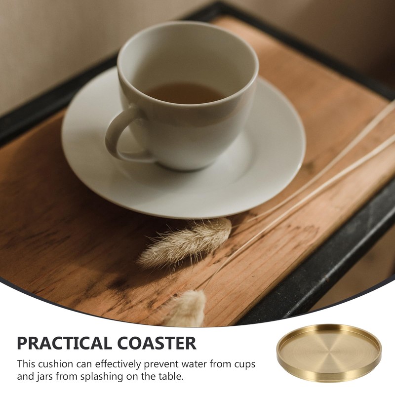 Kichvoe Brass Coasters for Drinks Bronze Gold Coasters Small Brass