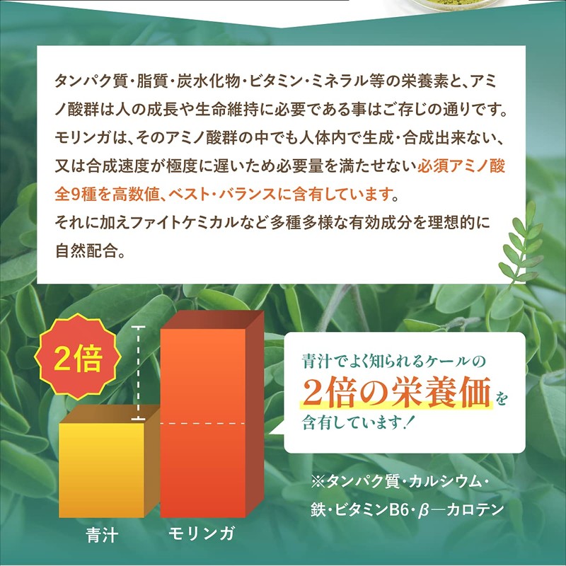 和漢堂 有機モリンガ サプリ 無添加 100% 有機JAS 認証 300mg 120粒 スーパーフード