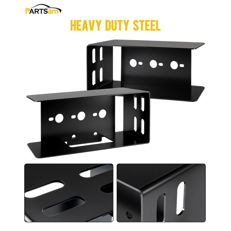 Partsam 1 Set Rectangle Black Trailer Tail Light Mounting Box