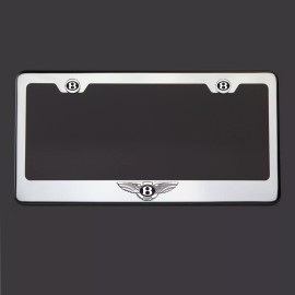 KA T304 Stainless Steel Bentley Logo Black Letter Laser Etched License Plate Frame
