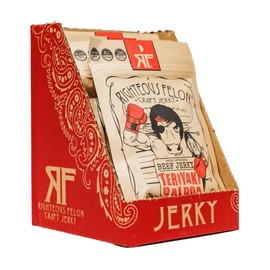 Righteous Felon Beef Jerky - Teriyaki Balboa Jerky - Gluten-Free Snacks - All-Natural, Locally Sourced & Dried Beef Jerky - Low-Sugar, High-Protein Healthy Snacks - 2 Ounces Each, Pack of 8