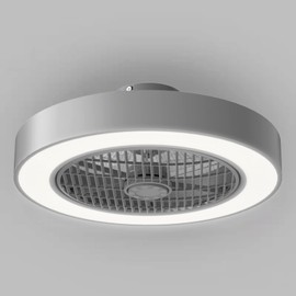 DAFOLOGIA Ceiling Fans with Lights Enclosed Low Profile Fan Light LED Remote Control Dimming 6-Level Wind Speed Flush Mount Ceiling Light with Fan Reversible Blades Hidden Electric Fan (Gray)