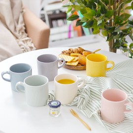 Dogiya domestic ceramics line mug 375ml set of 2 (6 colors), light gray light gray_Pantone yellowPantone yellow / 도기야 국산 도자기 라인 머그 375ml 2개세트 (6color), 연그레이연그레이_팬톤옐로우팬톤옐로우
