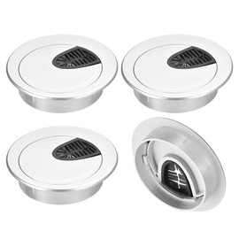 sourcing map 4Pcs Cable Hole Cover, 2-9/16"(65mm) ABS Desk Cable Wire Cord Grommet Hole Cover for Office Computer Desk Wire Organizer, Silver