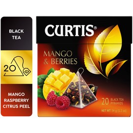 CURTIS Mango and Berries Black Tea with Orange Peel and Mango and Raspberry Aroma 20 Pyramid Bags