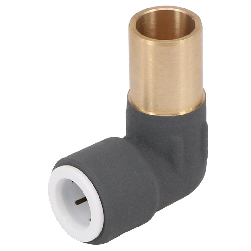 SPARES2GO 15mm x 10mm Push Fit Radiator Valve Anthracite Reducing