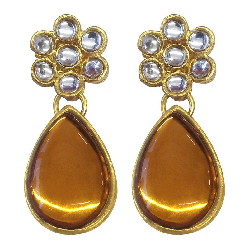 Aheli Pearl Mala Collar de oro con pendientes para mujeres
