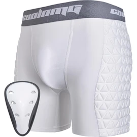 COOLOMG Mens Padded Baseball Sliding Shorts with Groin Cup Athletic Protector Shorts for Baseball,Softball,Hockey,Lacrosse White S