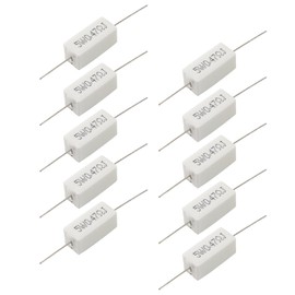 Qjaiune 10Pcs Cement Resistor 5W 0.47 Ohm Resistor, Ceramic Resistor Power Resistor, Precharge Horizontal Resistors Wirewound Resistor, Flame Resistance