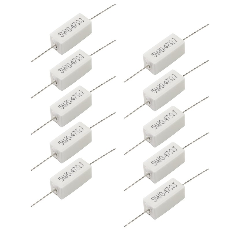 Qjaiune 10Pcs Cement Resistor 5W 0.47 Ohm Resistor, Ceramic Resistor