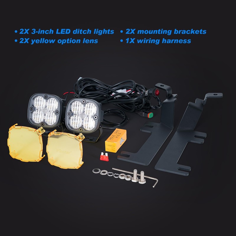 3 Inch LED Ditch Lights for 2015-2019 Silverado Sierra 2500HD