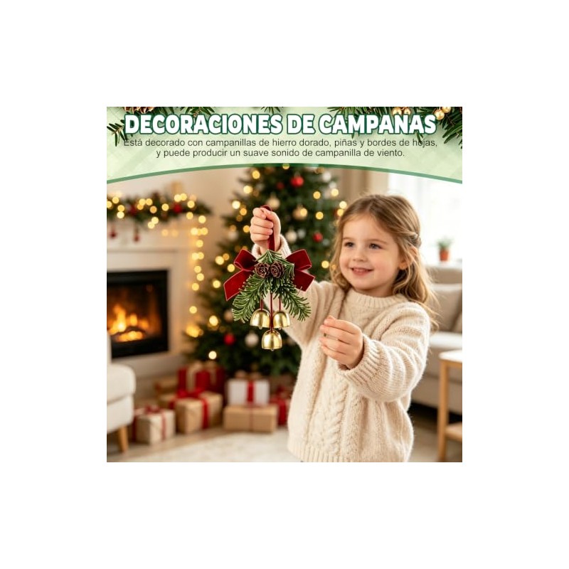 KUSHAN Bows de Navidad de 2 Piezas con 2 Campanas,Campanas