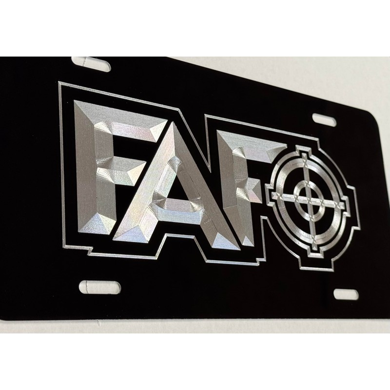 FAFO Scope Car Tag Diamond Etched Engraved Vanity Front Aluminum