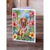 Caroline's Treasures Redbone Coonhound Luau Greeting Cards Pack of 8