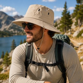 Wide Brim Sun Hat for Outdoor Shade – Polyester/Cotton Safari Bucket Hat for Fishing, Hiking, Beach, Travel & Daily Wear