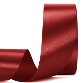 Wine Red Stain Ribbon 1 1/2 Inch,25 Yards Wine Red Solid Fabric Ribbons for Gift Wrapping Floral Bouquets Wedding Party Decoration