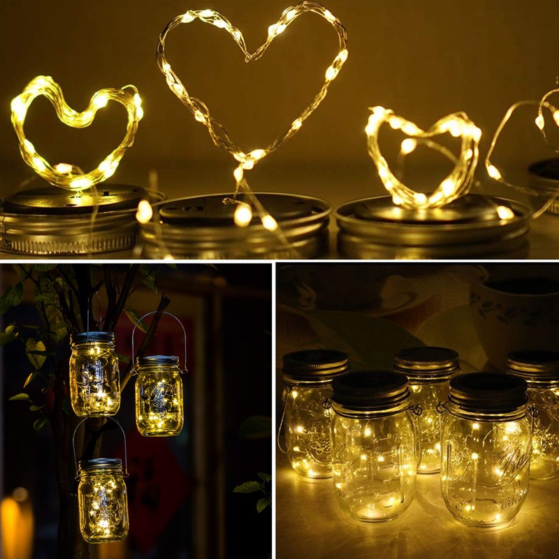 ZNYCYE Solar Mason Jar Lights 12 Pack 30 Led String