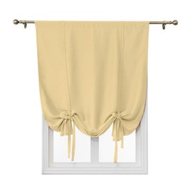 ele ELEOPTION Tie-Up Simple Blackout Curtain, Rod Pocket Thermal Insulated Room Darkening Roman Shade for Bedroom Living Room Kitchen Small Window (Beige, 60x120cm)