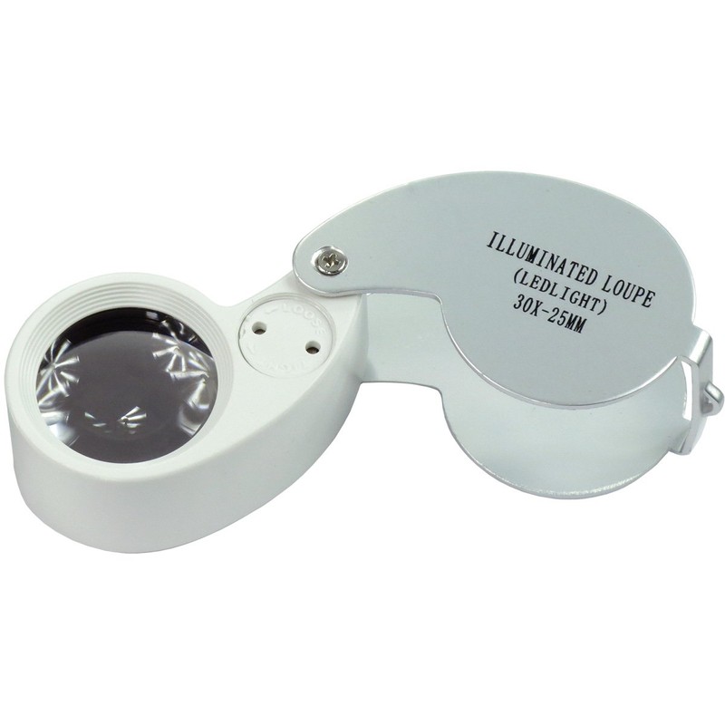 HTS 201X3 30x 25mm White Illuminated Jeweler's Loupe