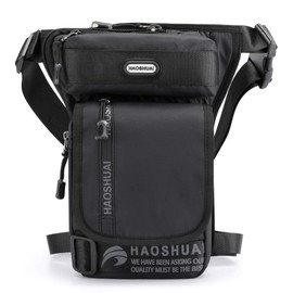 Drop Leg Bag Riñonera de Nailon Impermeable para Hombre, Multibolsillos, para Viajes, Senderismo, Escalada, Ciclismo al Aire última intervensión Negro