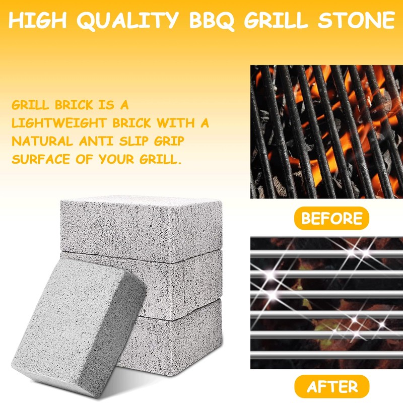 4 Pack Grill Griddle Cleaning Brick Block, Reusable Non-Scratch Pumice