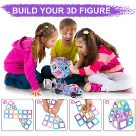 MOOKCUY MOOKCUY Magnetische Bausteine – Magnet Spielzeug 3-8 Jahre STEM Kreativität Geschenk Kinder für Kinder 3 4 5 6 7 Jahre alte Jungen Mädchen Geschenke