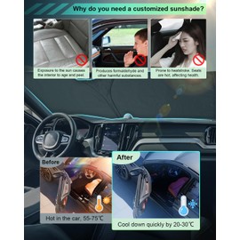 GAFAT For XC90 2016-2024 2025 Sun Protection Front Windscreen Inside, XC90 Recharge Hybrid PHEV Windscreen Parasol Sun Visor, Cooling, UV Protection, XC90 Accessories