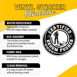 3 Pcs Broom Pusher Certified Sticker Gifts for Janitors, Custodians, Cleaners, Maintenance Staff, Sanitation Workers, Cleaning Crew Members, Facility Managers, Funny Coworkers Workers – 3"x3"