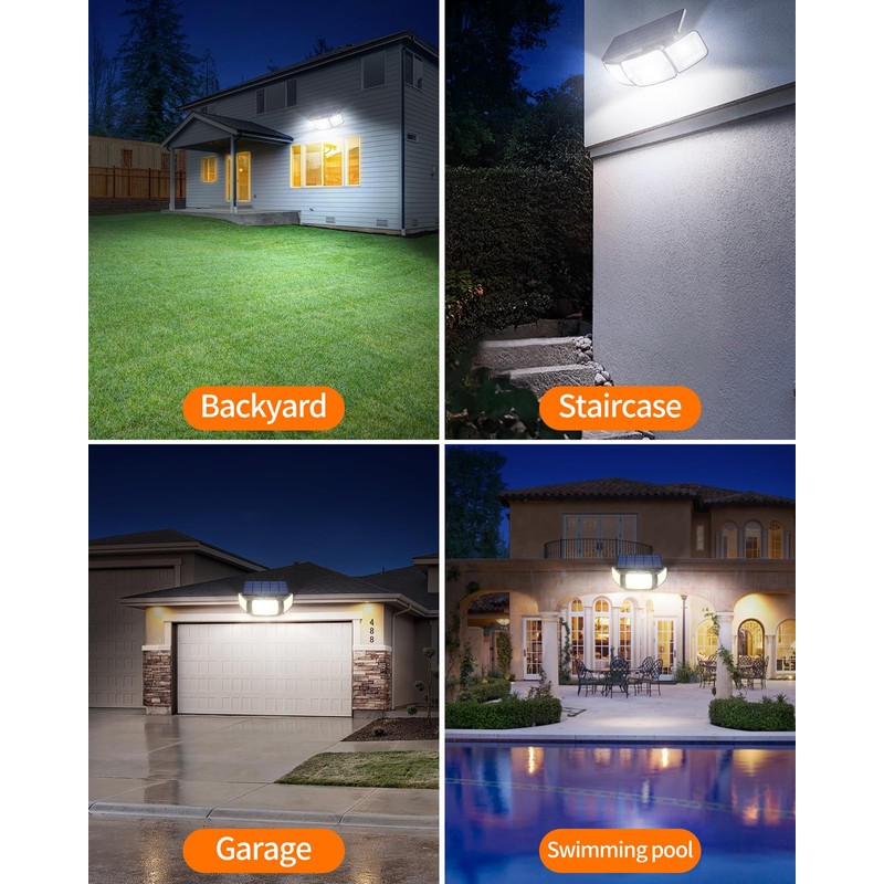 intelamp Solar Security Lights Motion Sensor LED Solar Lights Outdoor