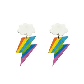 YISXVD Cloud Lightning Earrings Dainty Lightning Bolt Stud Earrings for Women Minimalist Jewelry Unique for Her Birthday, Large, Acrylic, No Gemstone