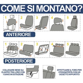 Susy Shop Universal Front & Rear Seat Covers Comfortable Breathable Protective Covers for Small Medium Commercial Seats No SUV (Black/Grey)