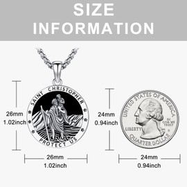 Odinstone 925 Sterling Silver St Michael/St Christopher/St Benedict/Jesus Crucifix/St Uriel/Archangel Raphael Medal Necklace for Men Women Religious Amulets Jewelry Gifts, Sterling Silver, black onyx