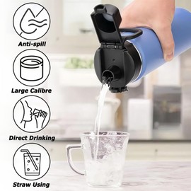 4 Pcs Auto Flip Lid Replacement for Wide Mouth, Bubba Water Bottle Lid Replacement for Bubba Trailblazer 24 32 40 oz and Flo Kids 16oz Wide Mouth Water Bottle,Nozzle with Button Lock