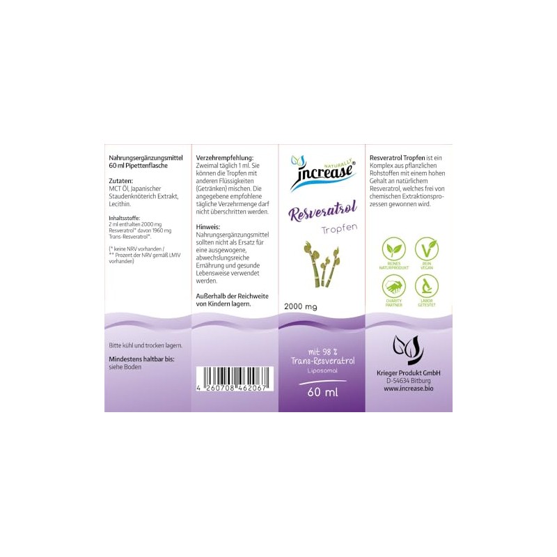 Liposomal Resveratrol Drops High Dose - (60,000 mg per Pack)
