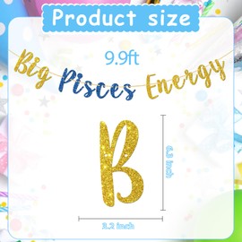 Halodete Big Pisces Energy Banner, Pisces Season Birthday Banner, Pisces Birthday Gifts, Constellation Horoscope Astrology Birthday Party Bunting Decorations - Glitter