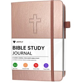 JOTFLY Bible Study Journal - Church Notes Notebook for Note Taking & Reflection - Guided Bible Study Notebook - Faith-Based Religious Gifts & Bible Study Supplies (Rose Gold)
