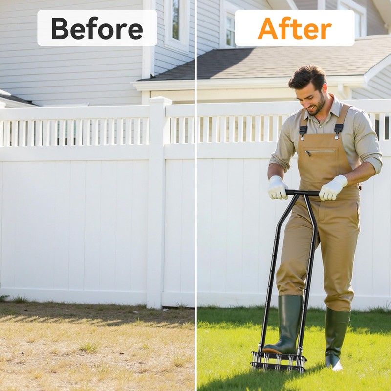Knee-Friendly Lawn Aerator Tool, Manual Lawn Aerator for Yard,Spring Loaded