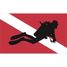 StickerTalk Scuba Diver Down Flag Vinyl Sticker, 5 inches by 3 inches